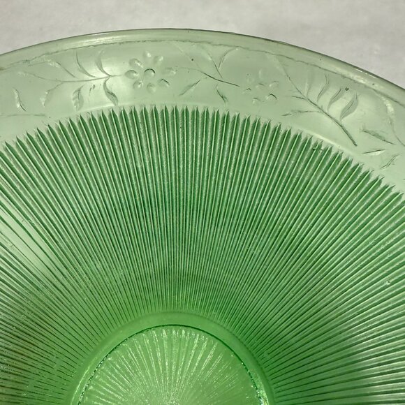 Imperial Glass Prism and Daisy Green Depression Bowl Uranium Glass UV Glow - Picture 5 of 9